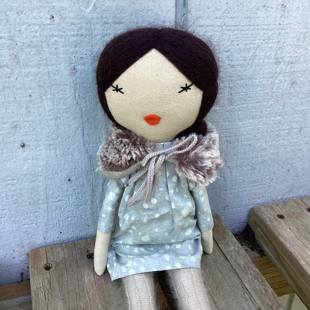 NEW handmade angora + linen DOLL - Picture 2 of 4
